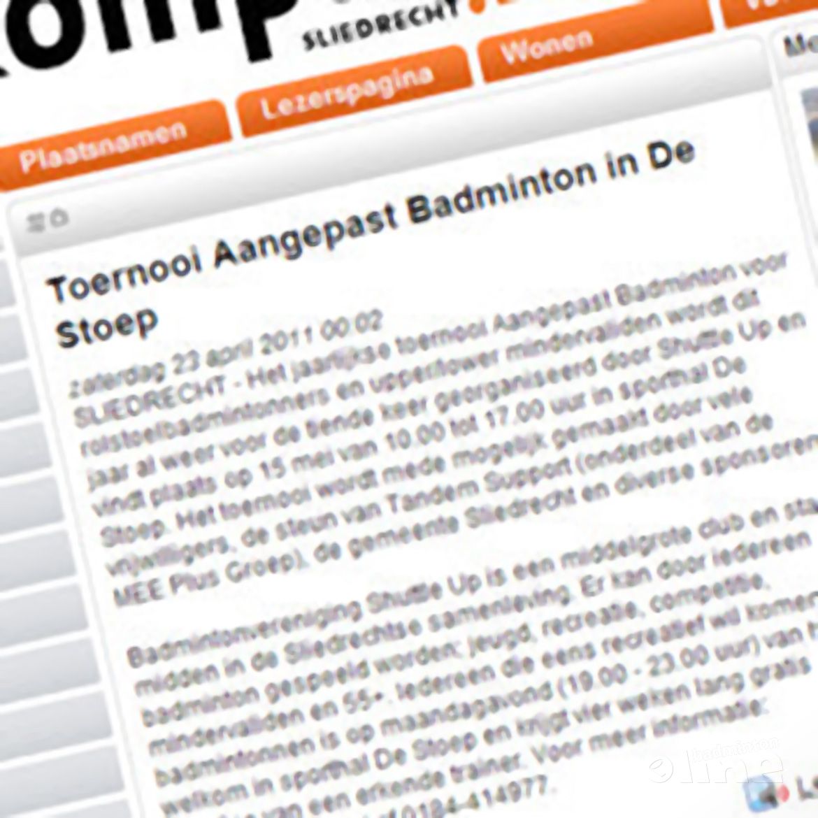 Toernooi Aangepast Badminton in De Stoep Toernooi Aangepast Badminton in De Stoep