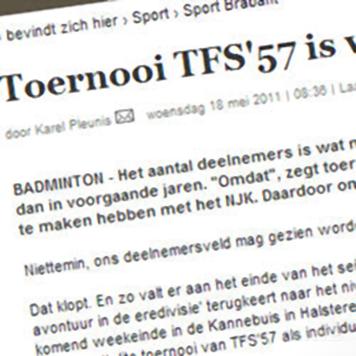 Toernooi TFS'57 is weer sterk bezet Toernooi TFS'57 is weer sterk bezet