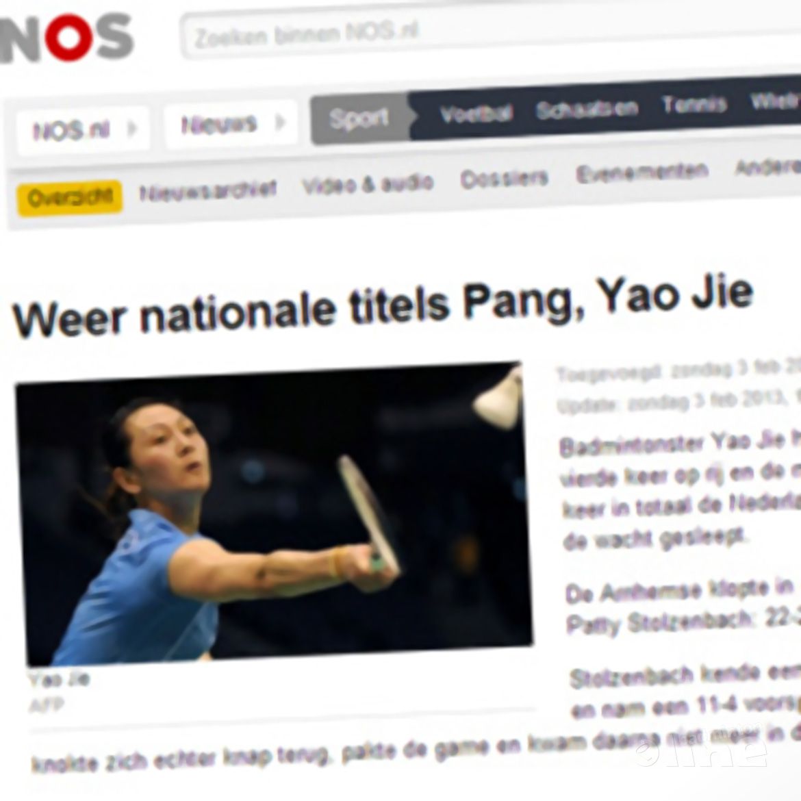NOS: 'Weer nationale titels Pang, Yao Jie' NOS: 'Weer nationale titels Pang, Yao Jie'
