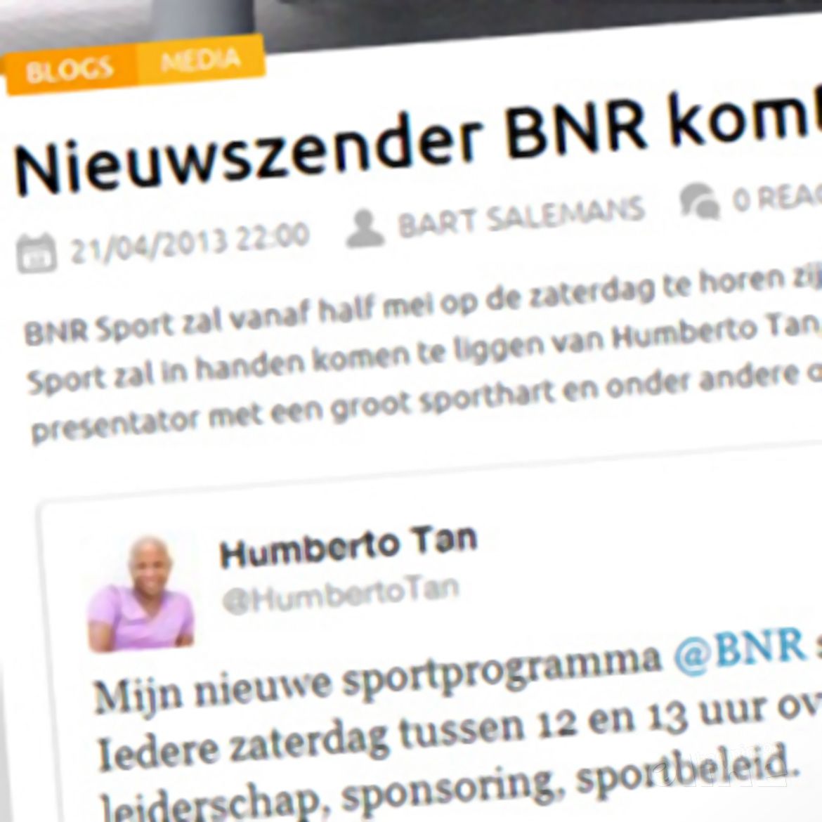 Sportnext: 'Nieuwszender BNR komt met sport!' Sportnext: 'Nieuwszender BNR komt met sport!'