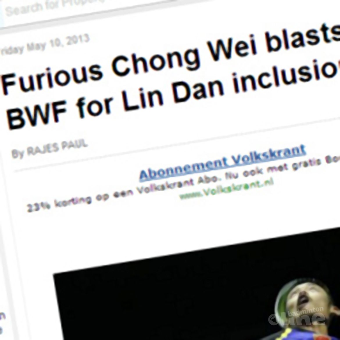 Furious Chong Wei blasts BWF for Lin Dan inclusion Furious Chong Wei blasts BWF for Lin Dan inclusion