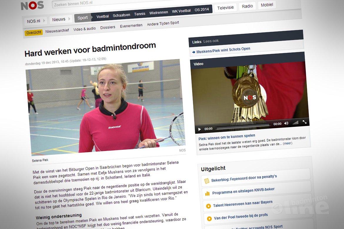 Hard werken voor badmintondroom Hard werken voor badmintondroom