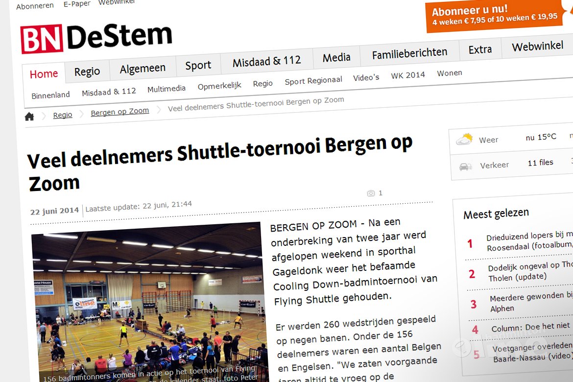 BN/DeStem: 'Veel deelnemers Shuttle-toernooi Bergen op Zoom' BN/DeStem: 'Veel deelnemers Shuttle-toernooi Bergen op Zoom'