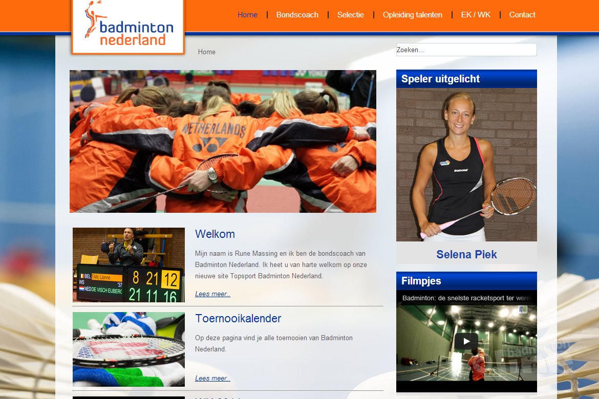 Website voor topbadminton Website voor topbadminton