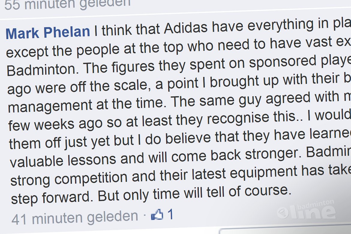 Badminton Europe's own Mark Phelan opiniates on Adidas' future Badminton Europe's own Mark Phelan opiniates on Adidas' future