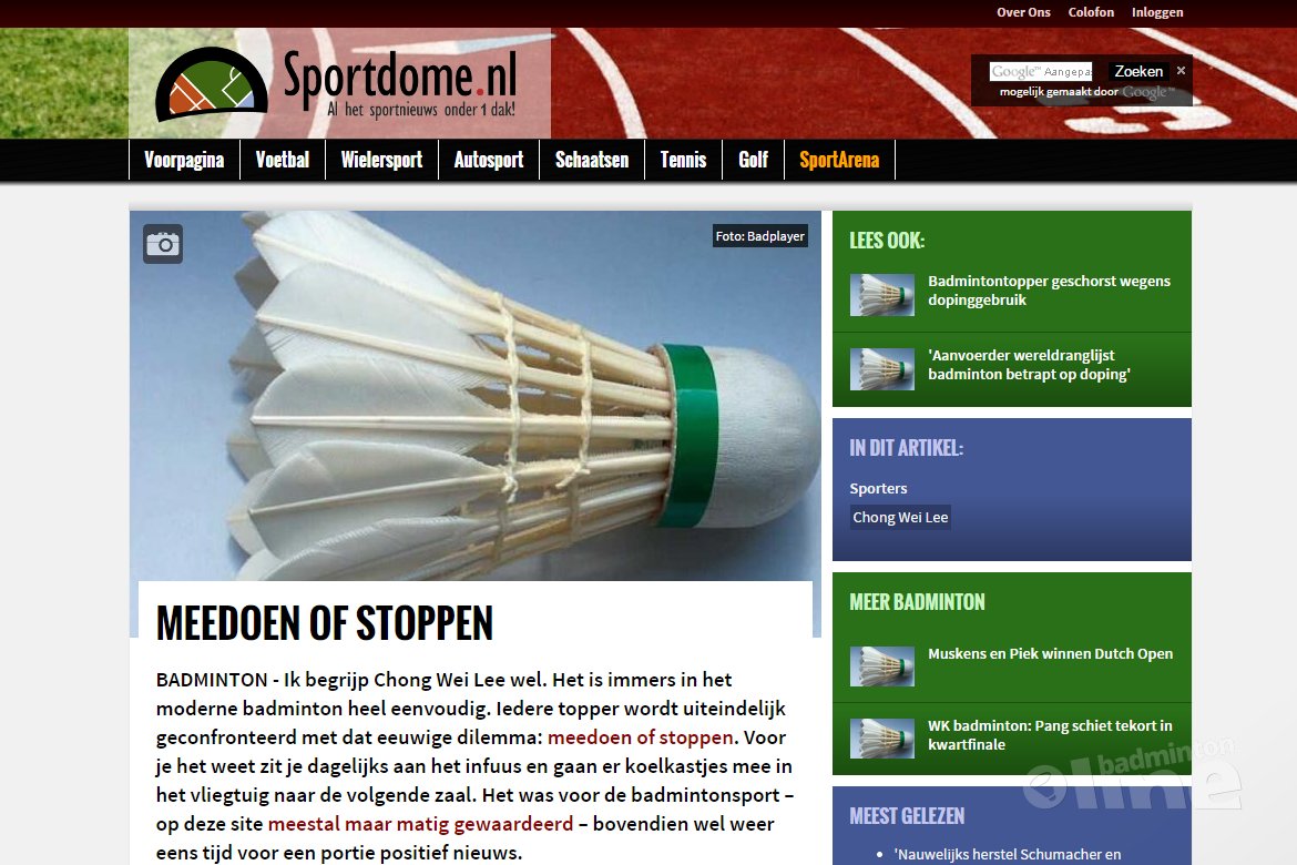 Ik begrijp Chong Wei Lee wel Ik begrijp Chong Wei Lee wel