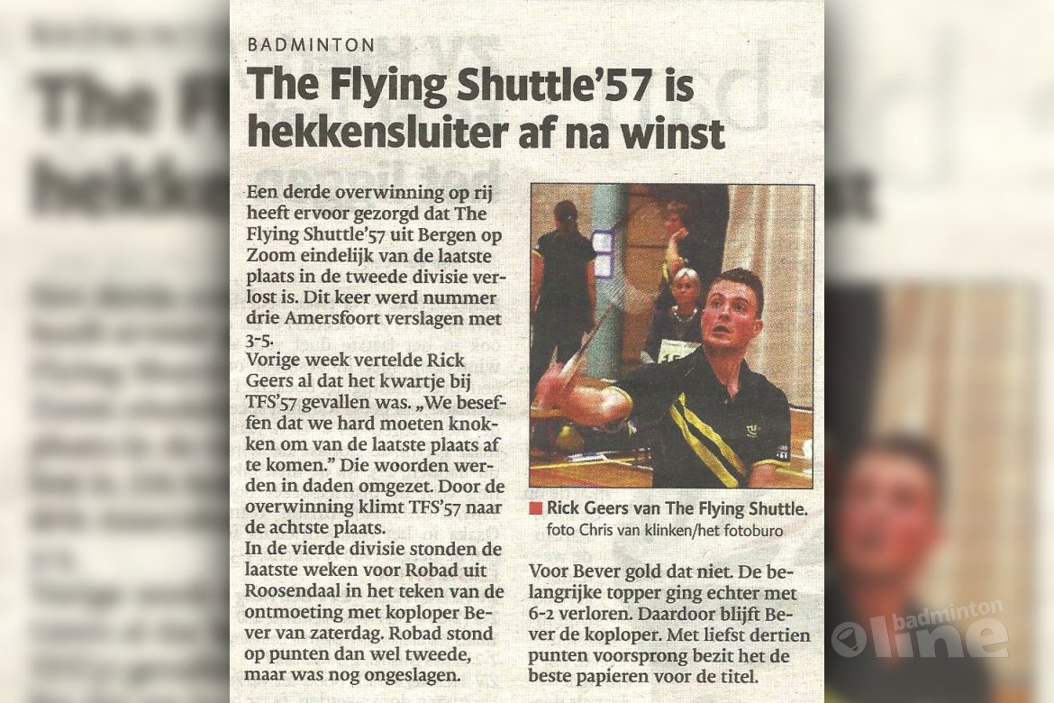 The Flying Shuttle '57 is hekkensluiter af na overwinning in Carlton Eerste Divisie The Flying Shuttle '57 is hekkensluiter af na overwinning in Carlton Eerste Divisie