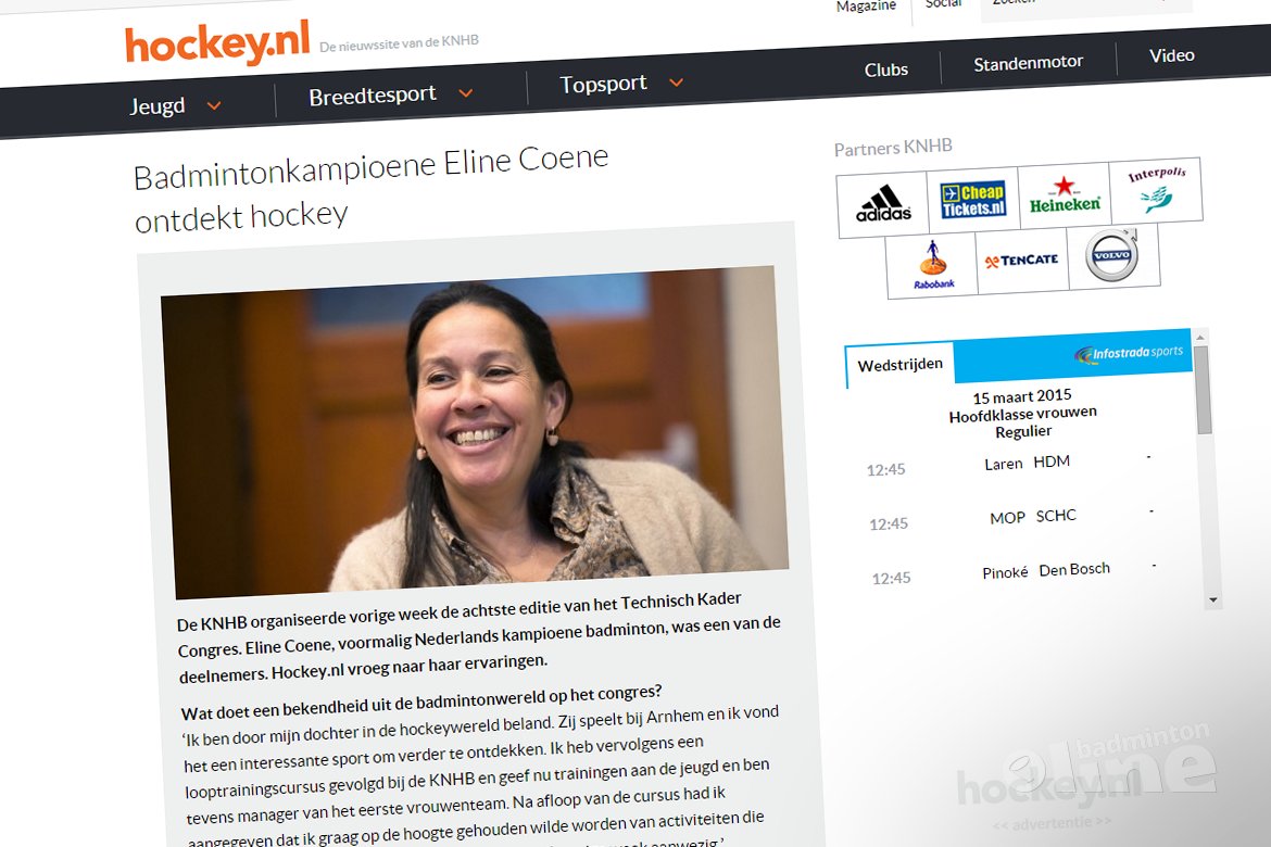 Badmintonkampioene Eline Coene ontdekt hockey Badmintonkampioene Eline Coene ontdekt hockey