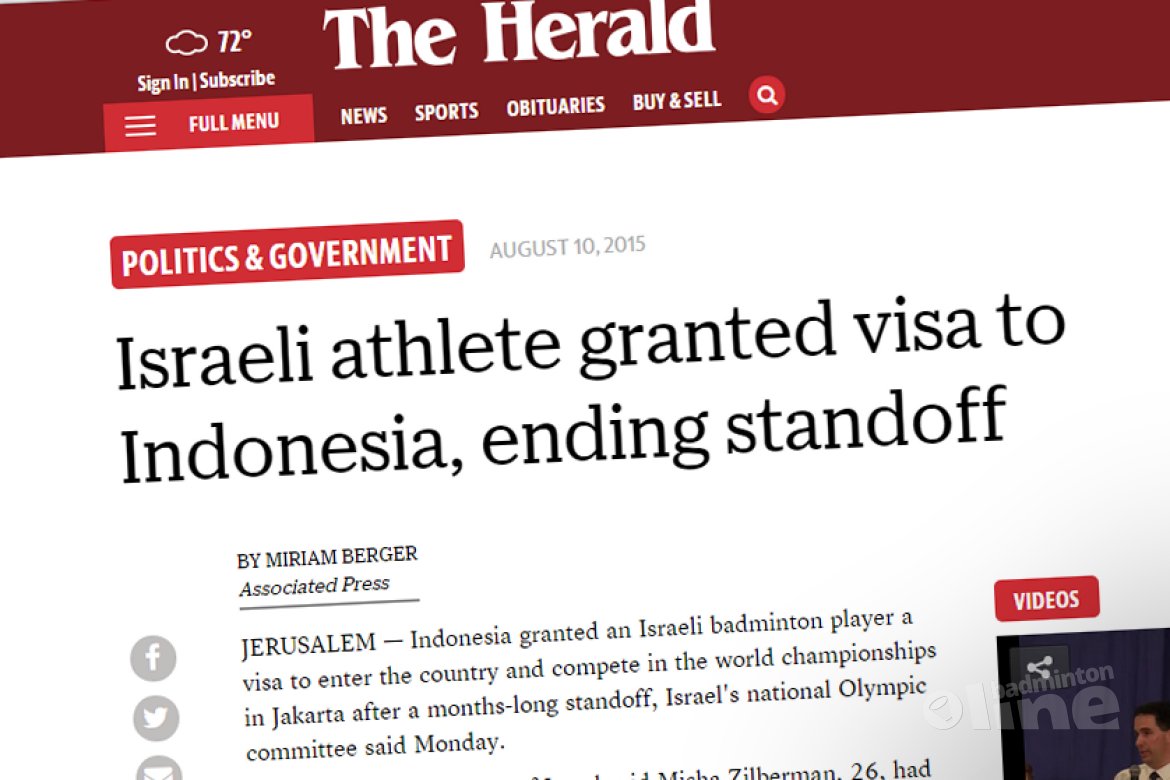 Israeli athlete Misha Zilberman granted visa to Indonesia, ending standoff Israeli athlete Misha Zilberman granted visa to Indonesia, ending standoff