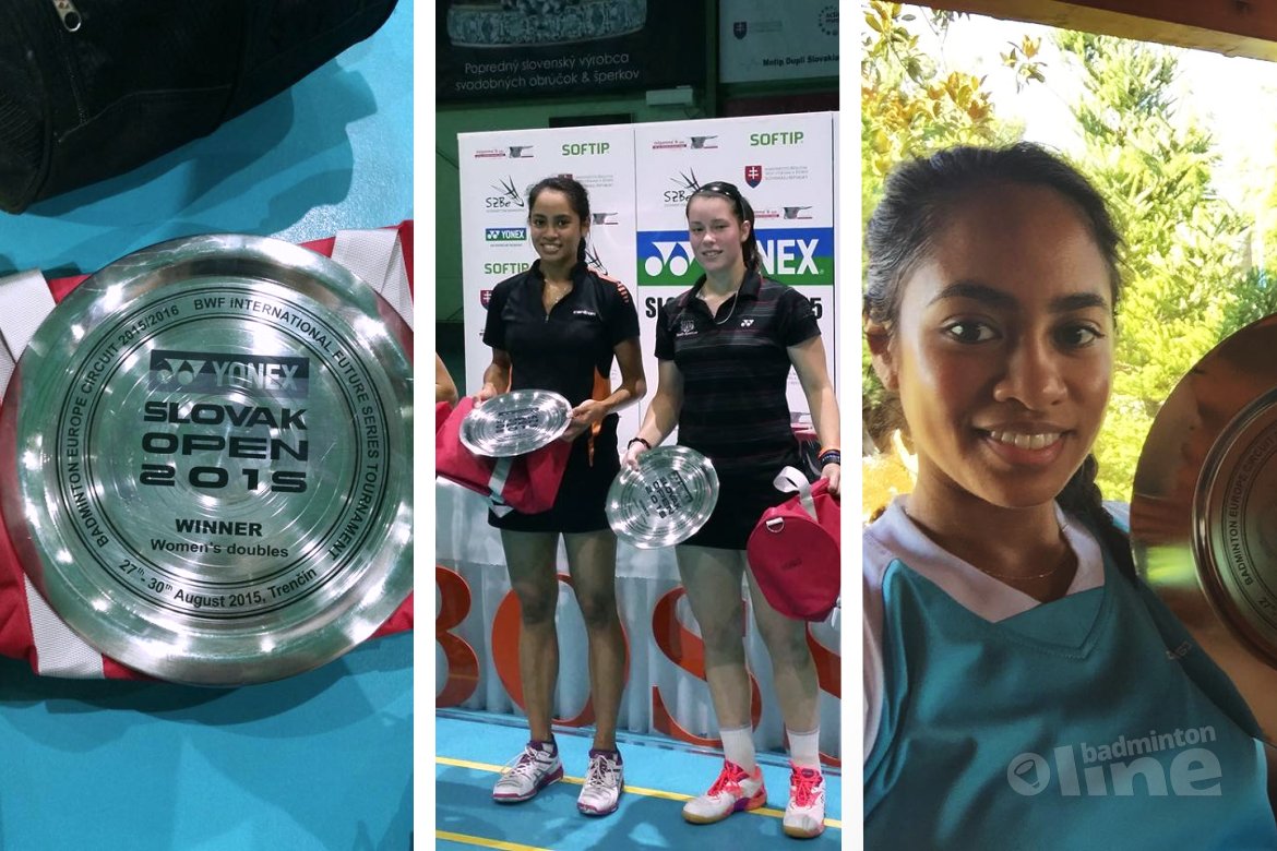 Cheryl Seinen en Gayle Mahulette winnaars damesdubbel Slovak Open 2015
Cheryl Seinen en Gayle Mahulette winnaars damesdubbel Slovak Open 2015