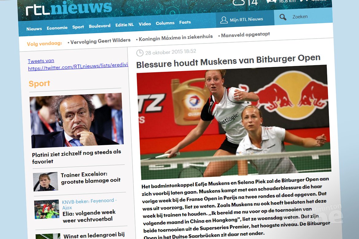 Blessure houdt Muskens van Bitburger Open Blessure houdt Muskens van Bitburger Open