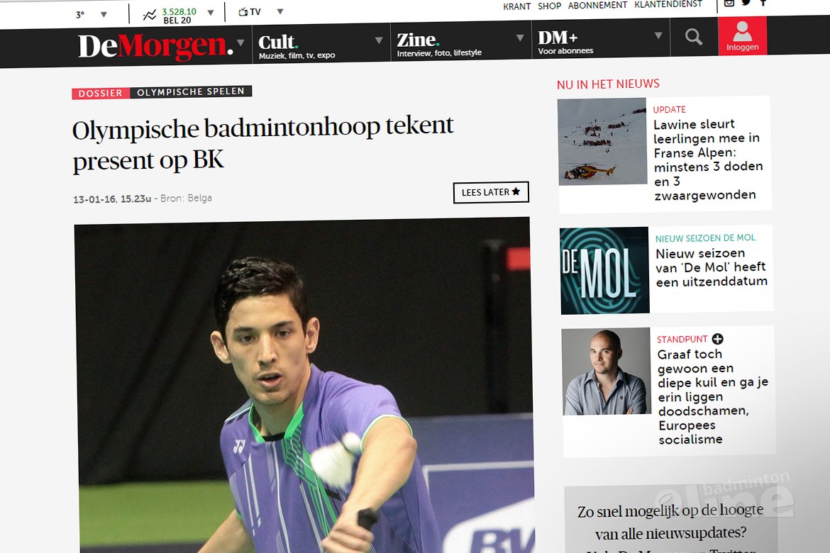 Olympische badmintonhoop tekent present op Belgisch Kampioenschap 2016 Olympische badmintonhoop tekent present op Belgisch Kampioenschap 2016