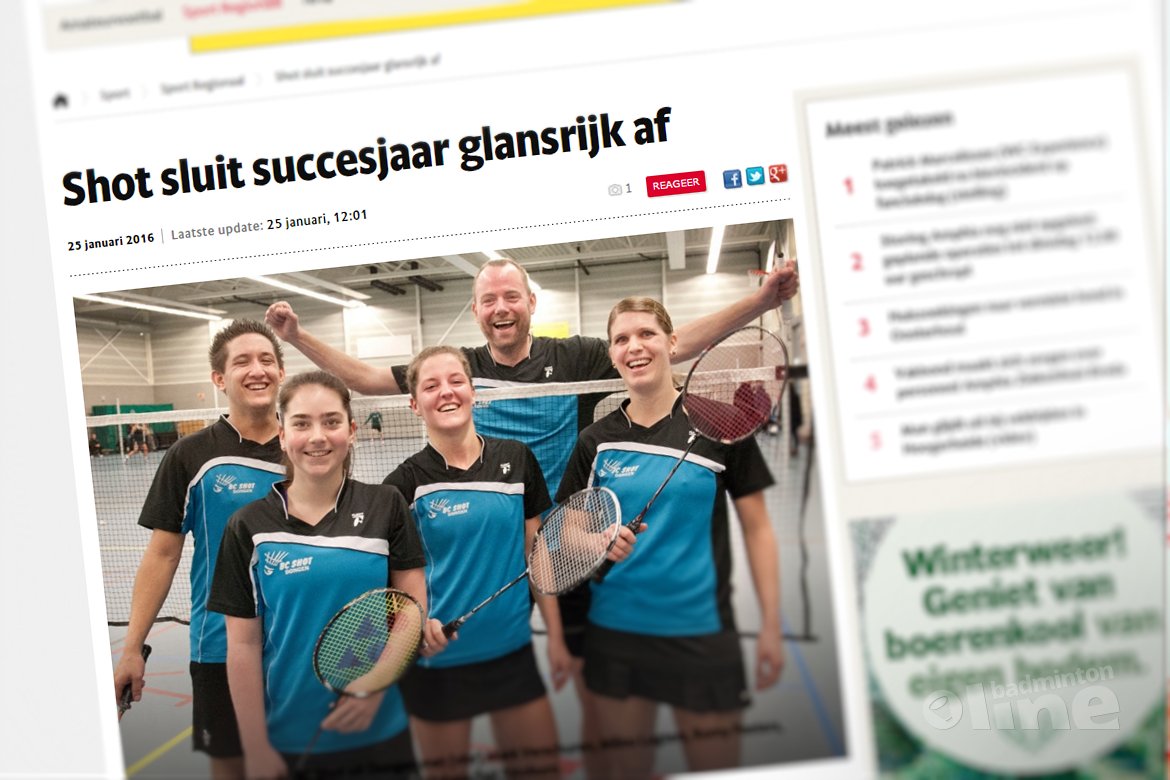 Dongense badmintonclub Shot sluit succesjaar glansrijk af Dongense badmintonclub Shot sluit succesjaar glansrijk af