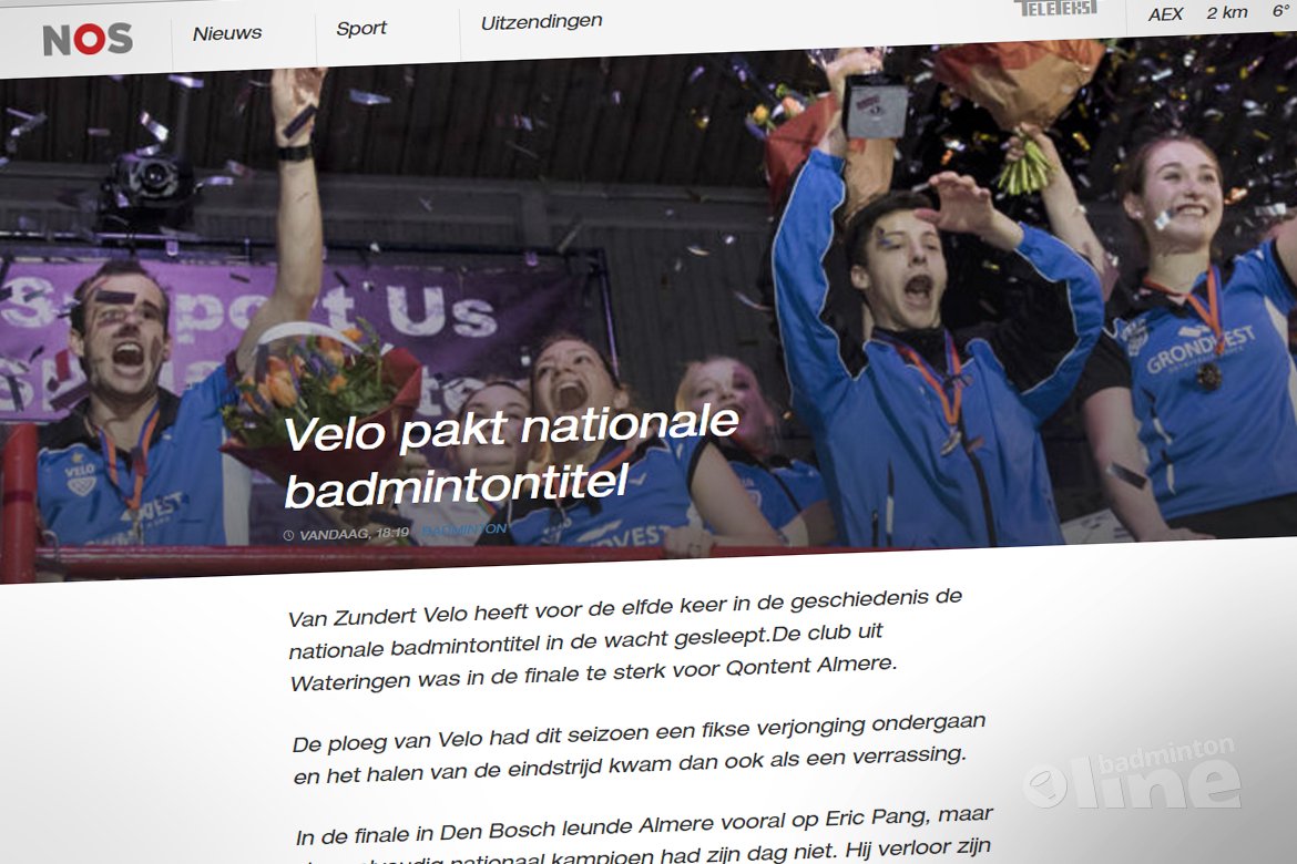 NOS: Velo pakt nationale badmintontitel NOS: Velo pakt nationale badmintontitel