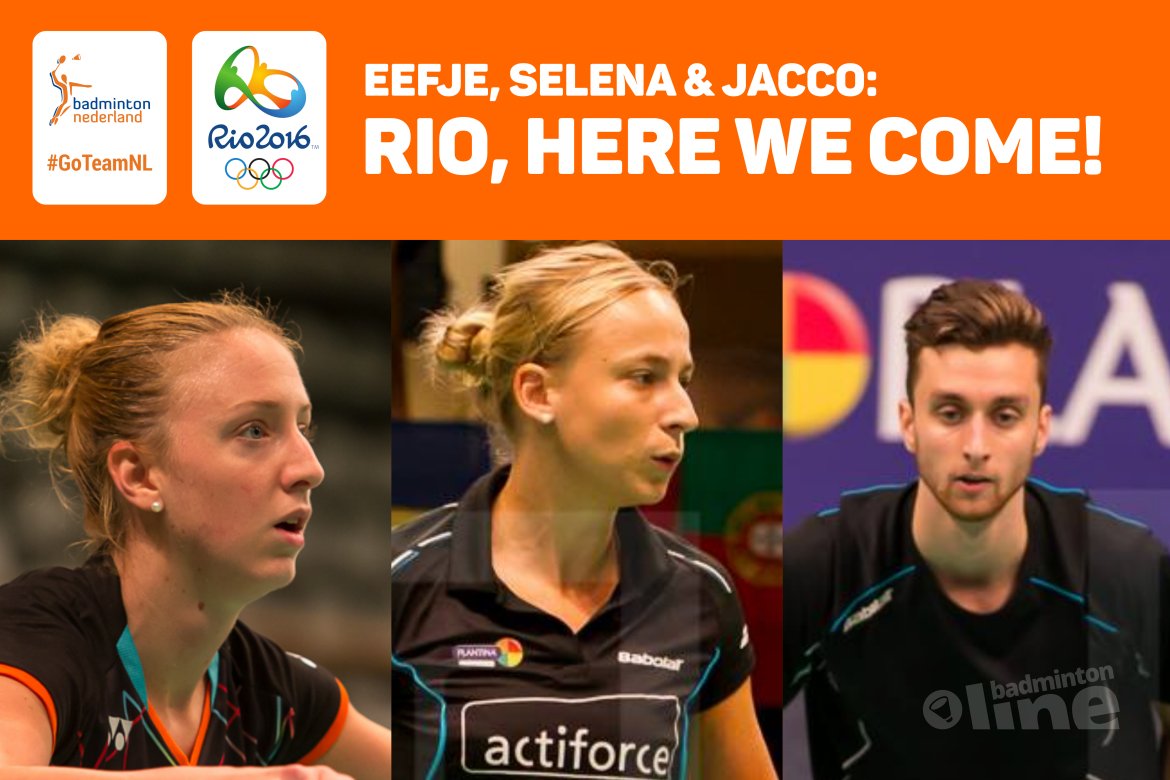 Jacco, Selena en Eefje gaan naar Rio! Jacco, Selena en Eefje gaan naar Rio!