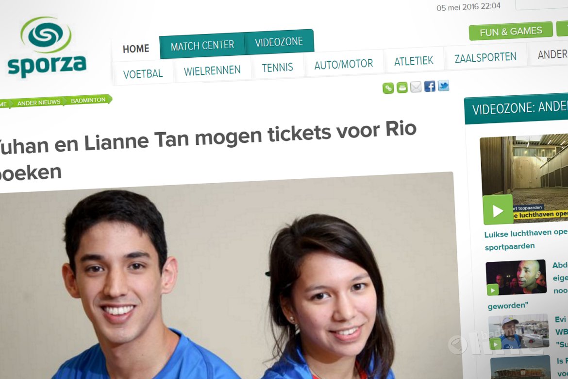 Yuhan en Lianne Tan mogen tickets voor Rio boeken Yuhan en Lianne Tan mogen tickets voor Rio boeken
