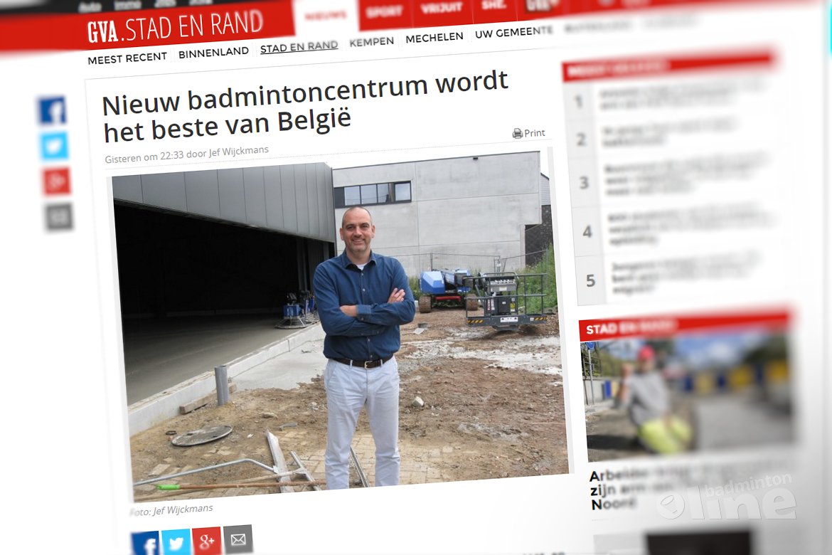 Nieuw badmintoncentrum wordt het beste van België Nieuw badmintoncentrum wordt het beste van België