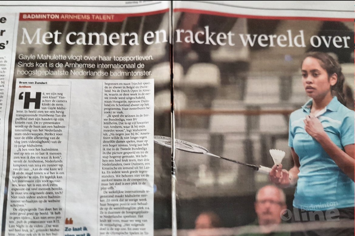 Arnhems talent Gayle Mahulette: Met camera en racket de wereld over Arnhems talent Gayle Mahulette: Met camera en racket de wereld over
