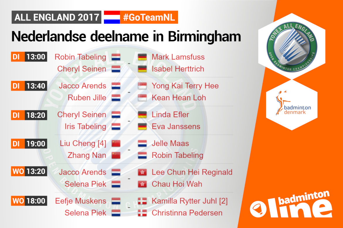 Olympische drietal Arends, Piek en Muskens terug in actie bij All England Olympische drietal Arends, Piek en Muskens terug in actie bij All England