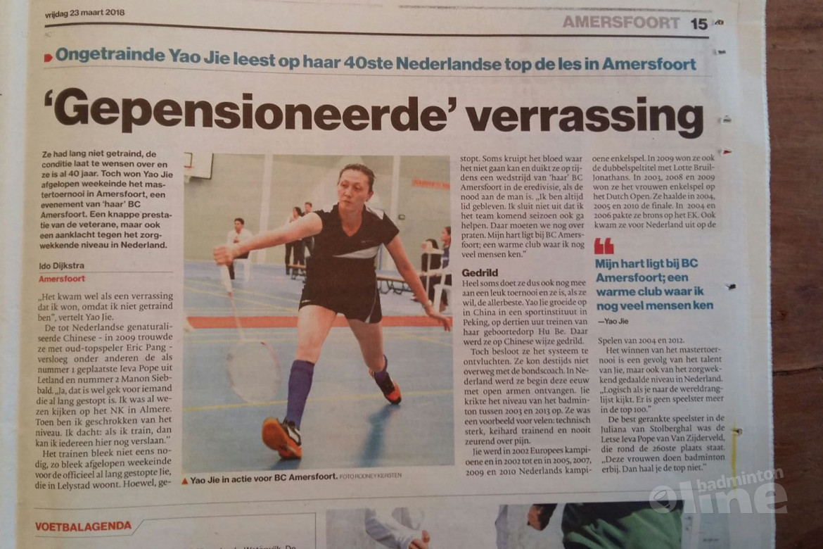 Ongetrainde Yao Jie leest op haar 40ste Nederlandse top de les in Amersfoort Ongetrainde Yao Jie leest op haar 40ste Nederlandse top de les in Amersfoort