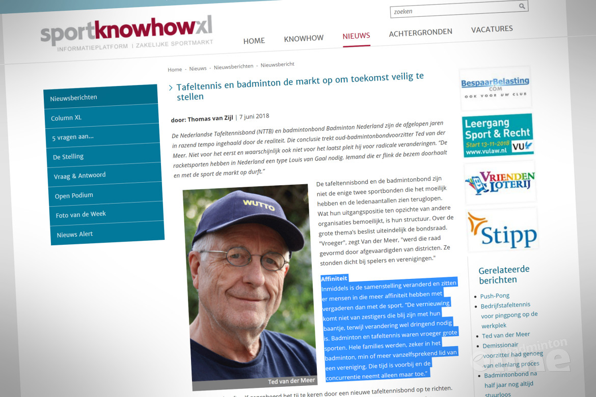 Tafeltennis en badminton de markt op om toekomst veilig te stellen Tafeltennis en badminton de markt op om toekomst veilig te stellen